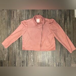LC Lauren Conrad Blush Faux Suede Moto Jacket XL